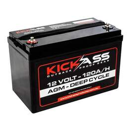 KICKASS 12V 120AH Deep Cycle AGM Battery with Wiring Kit & Dual Sensing VSR