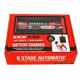KICKASS 12V 120AH AGM Battery Twin Pack with Cables, &  20Amp Battery Charger