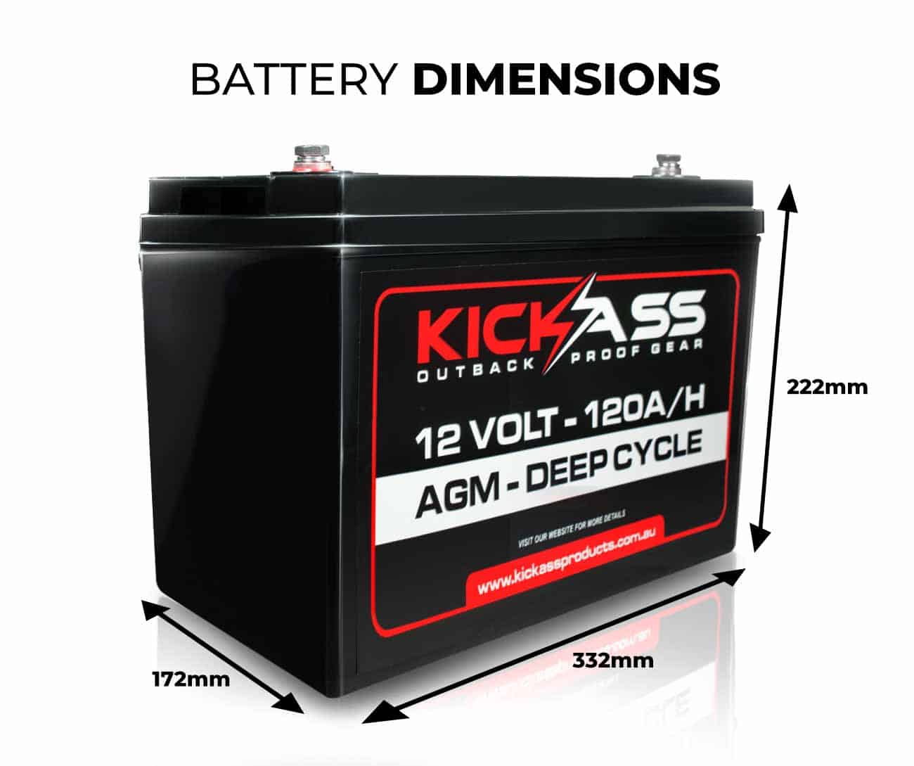 KA12120 - KICKASS 12V 120AH Deep Cycle AGM Battery