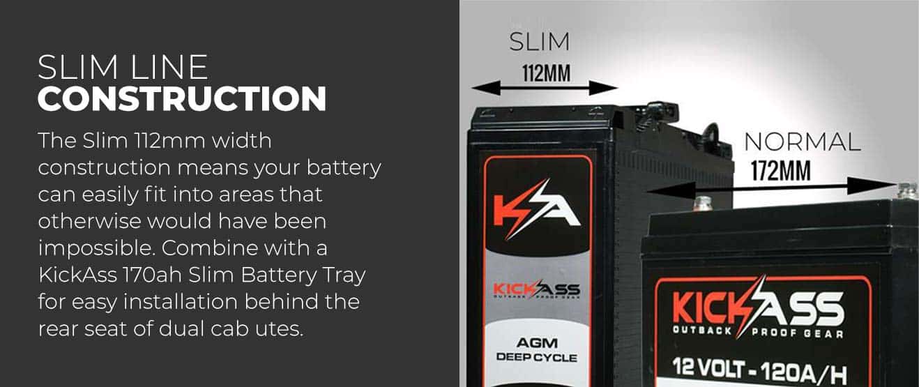 KA12170 - KICKASS Slim 12V 170AH Deep Cycle AGM Dual Battery