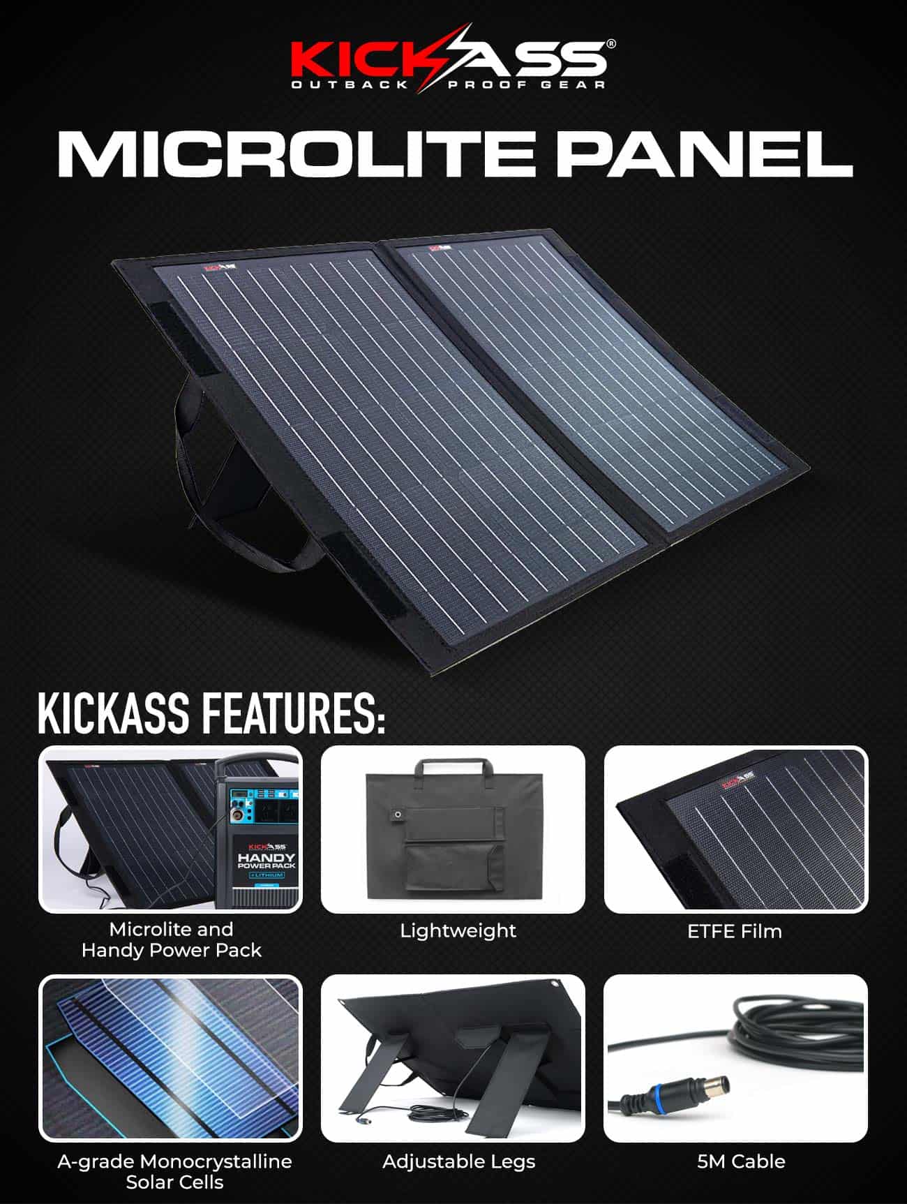 KA50FUMLP - KickAss 50W Fold Up Microlite Panel