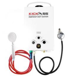 KICKASS Instant Gas Hot Water System & Portable 12L/min Pump Pack 