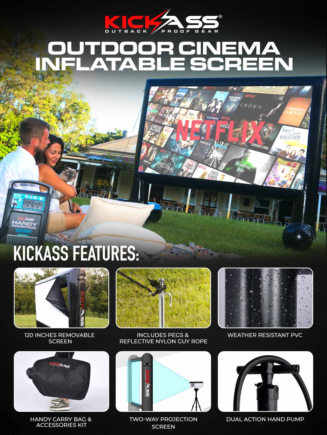 Portable Outdoor Cinema Inflatable 120 Projector Screen