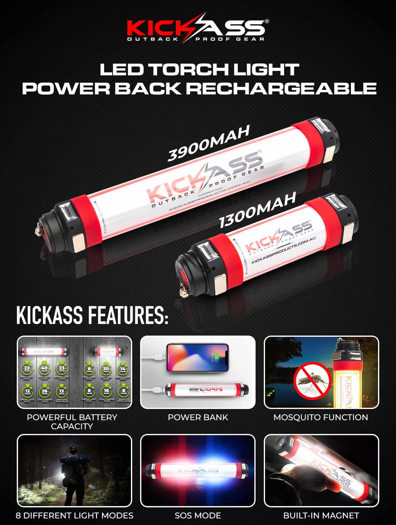 Torch Light Power Bank Rechargeable 2 Pack