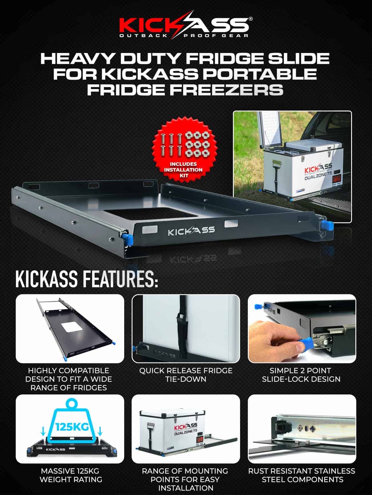 KASLIDEST - KICKASS Heavy Duty Fridge Slide for KickAss Portable Fridge Freezers