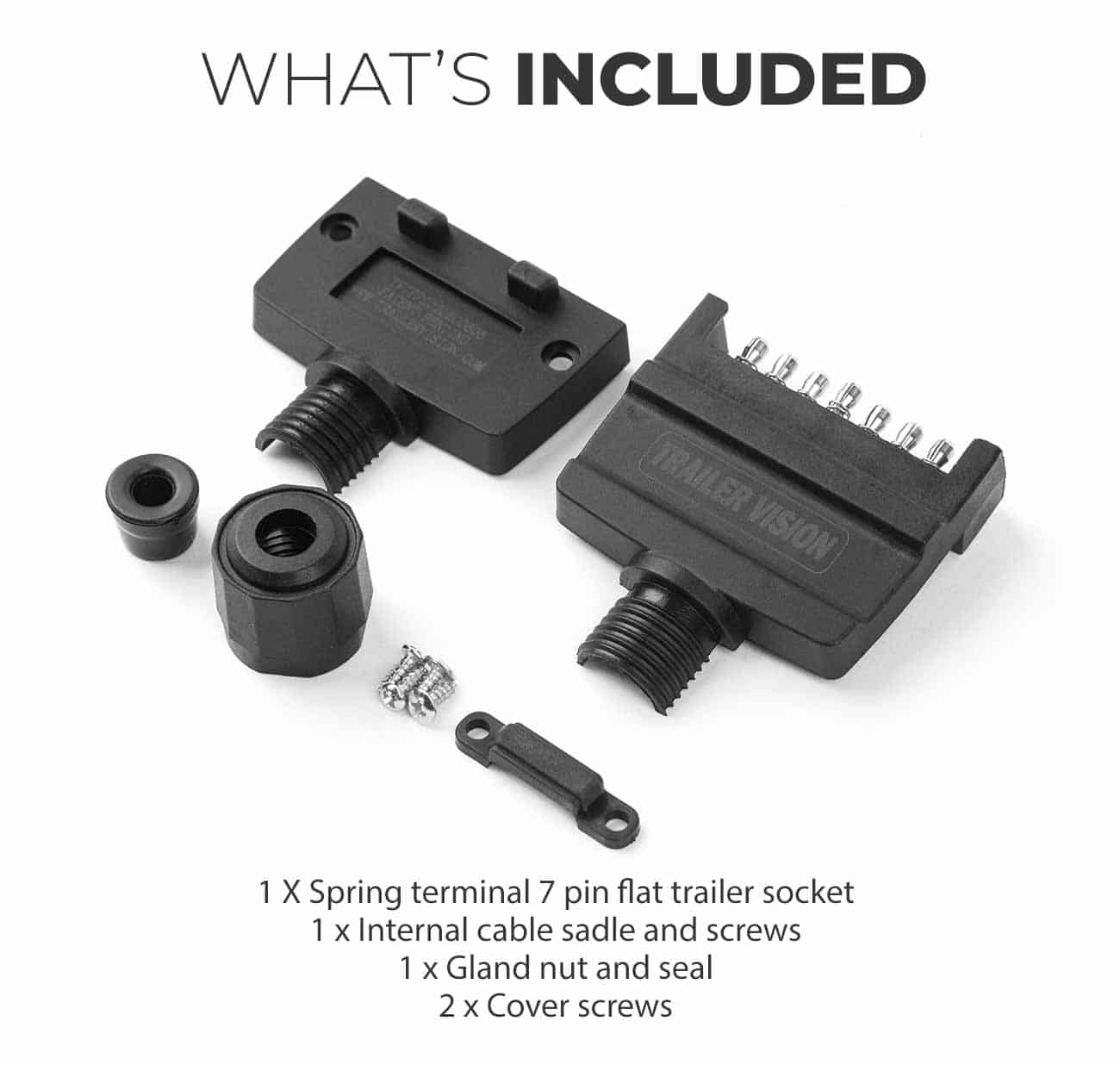 TV7FP - 7 Pin Flat Trailer Plug With Secure Connect Spring Contacts