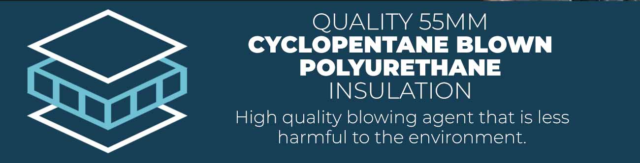 Quality 55mm cyclopetane blown polyurethane insulation