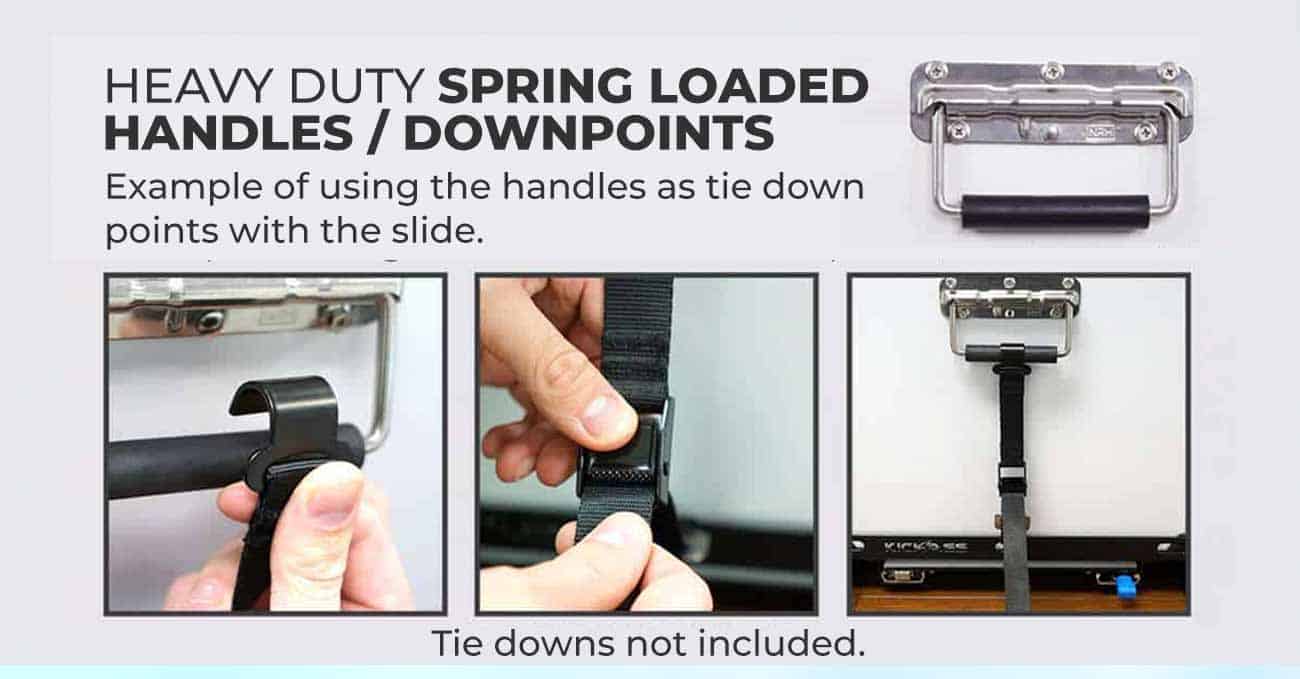 Heavy duty spring loaded handles / downpoints
