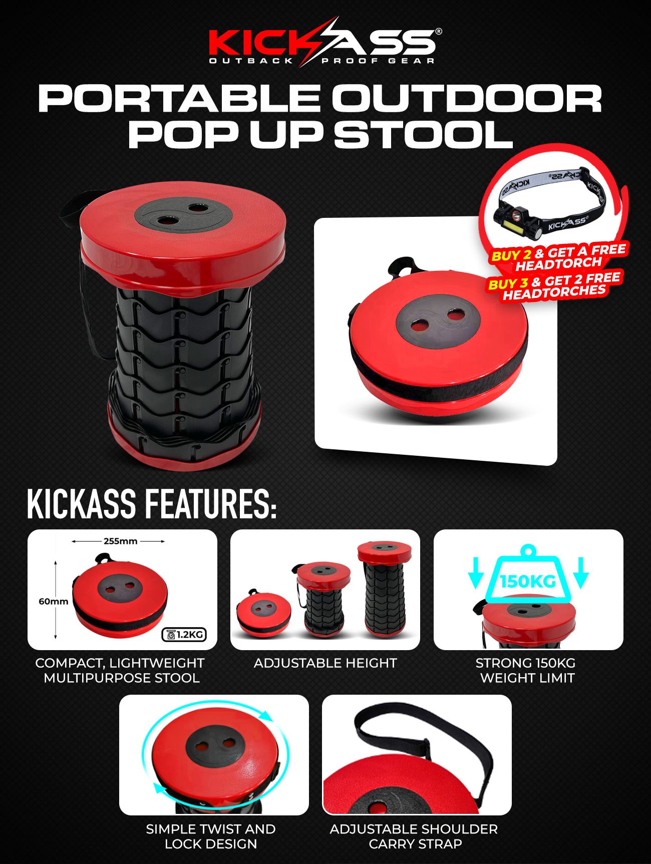 Portable Outdoor Pop Up Stool